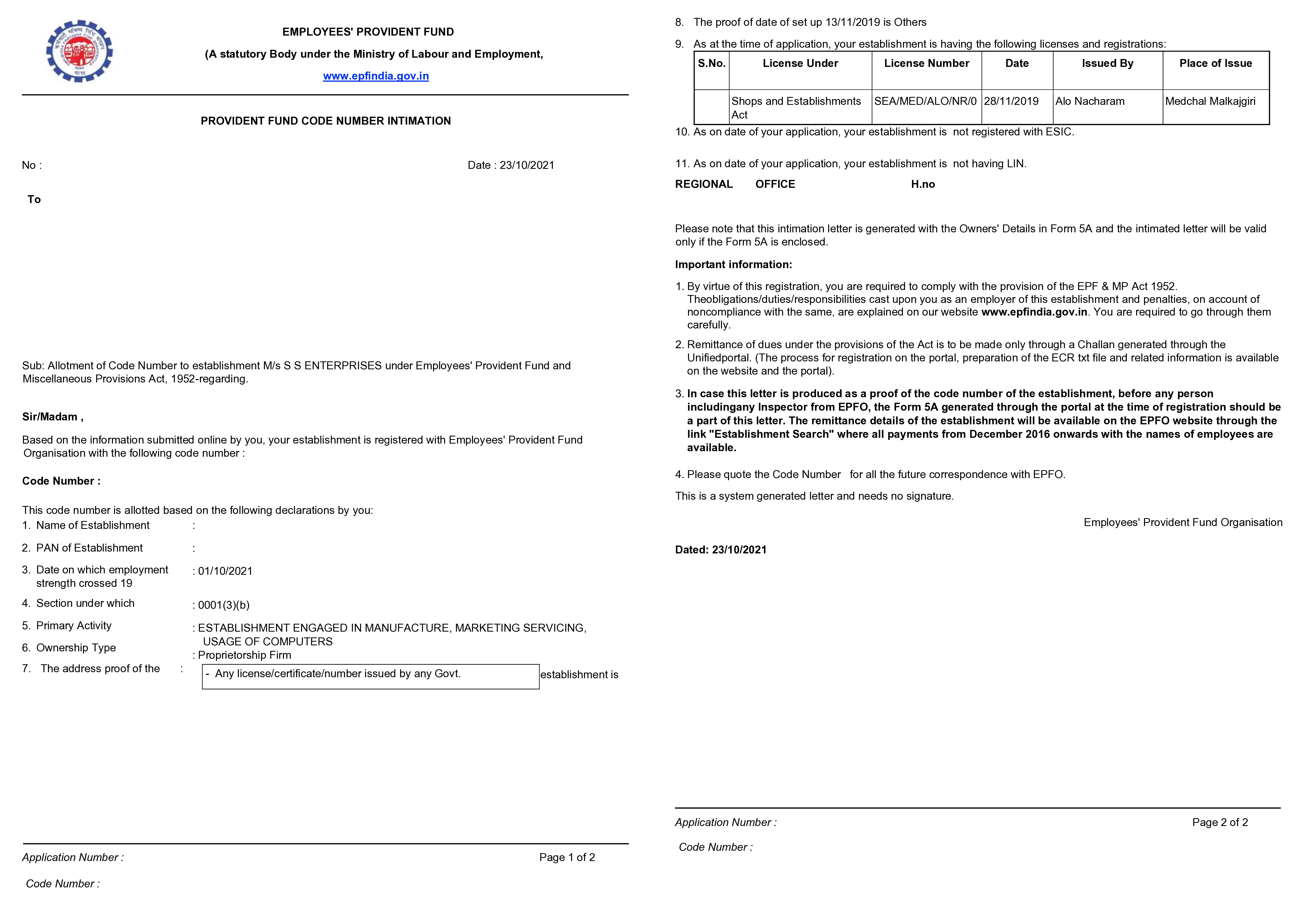 trade licience Certificate